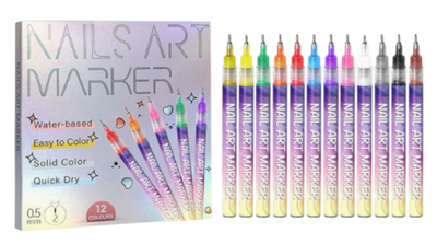 3D Nail Art Pens Set – 12 Colors for DIY Nail Design