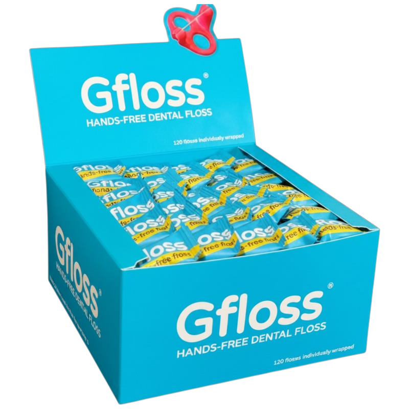 Gfloss Hands-Free Dental Floss for Adults, 120 Individually Wrapped Flossers, PFAS-Free, Unflavored, Portable Oral Care for Travel and Daily Use