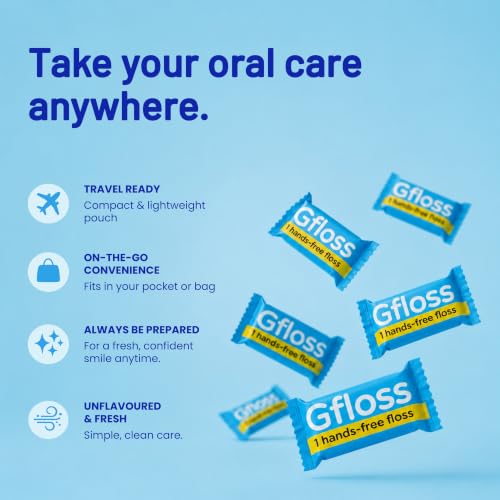 Gfloss Hands-Free Dental Floss for Adults, 120 Individually Wrapped Flossers, PFAS-Free, Unflavored, Portable Oral Care for Travel and Daily Use