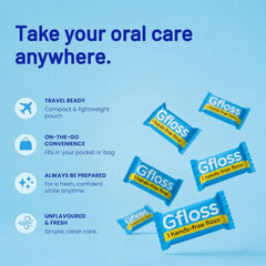 Gfloss Hands-Free Dental Floss for Adults, 120 Individually Wrapped Flossers, PFAS-Free, Unflavored, Portable Oral Care for Travel and Daily Use