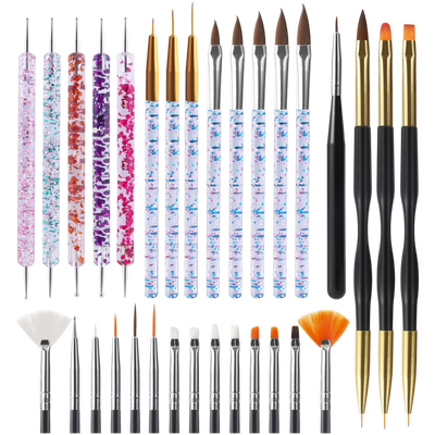 Artdone 31PCS Nail Art Brushes & Tools Set – Dotting Tools, Striping Brushes & Dust Brush