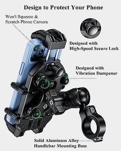 BRCOVAN Anti-Theft Motorcycle Phone Mount Holder with Vibration Dampener