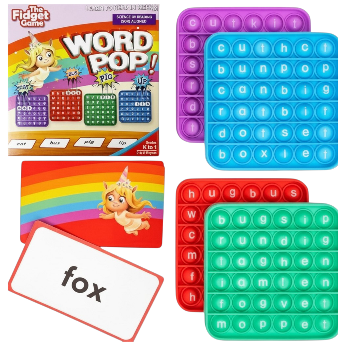 The Fidget Game Word Pop CVC Word Games for Kids 4-6