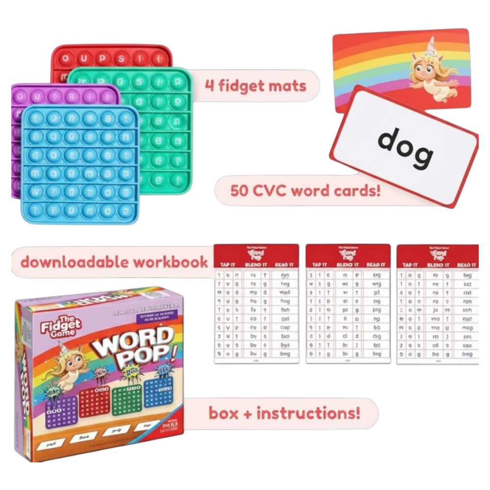 The Fidget Game Word Pop CVC Word Games for Kids 4-6