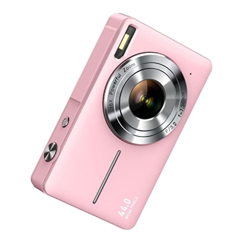 Camkory Digital Camera FHD 1080P with 32G Card 16X Zoom Easy for Kids Pink