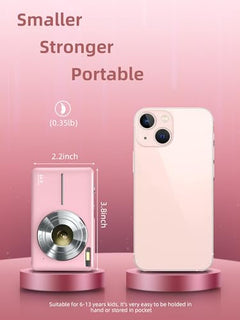 Camkory Digital Camera FHD 1080P with 32G Card 16X Zoom Easy for Kids Pink