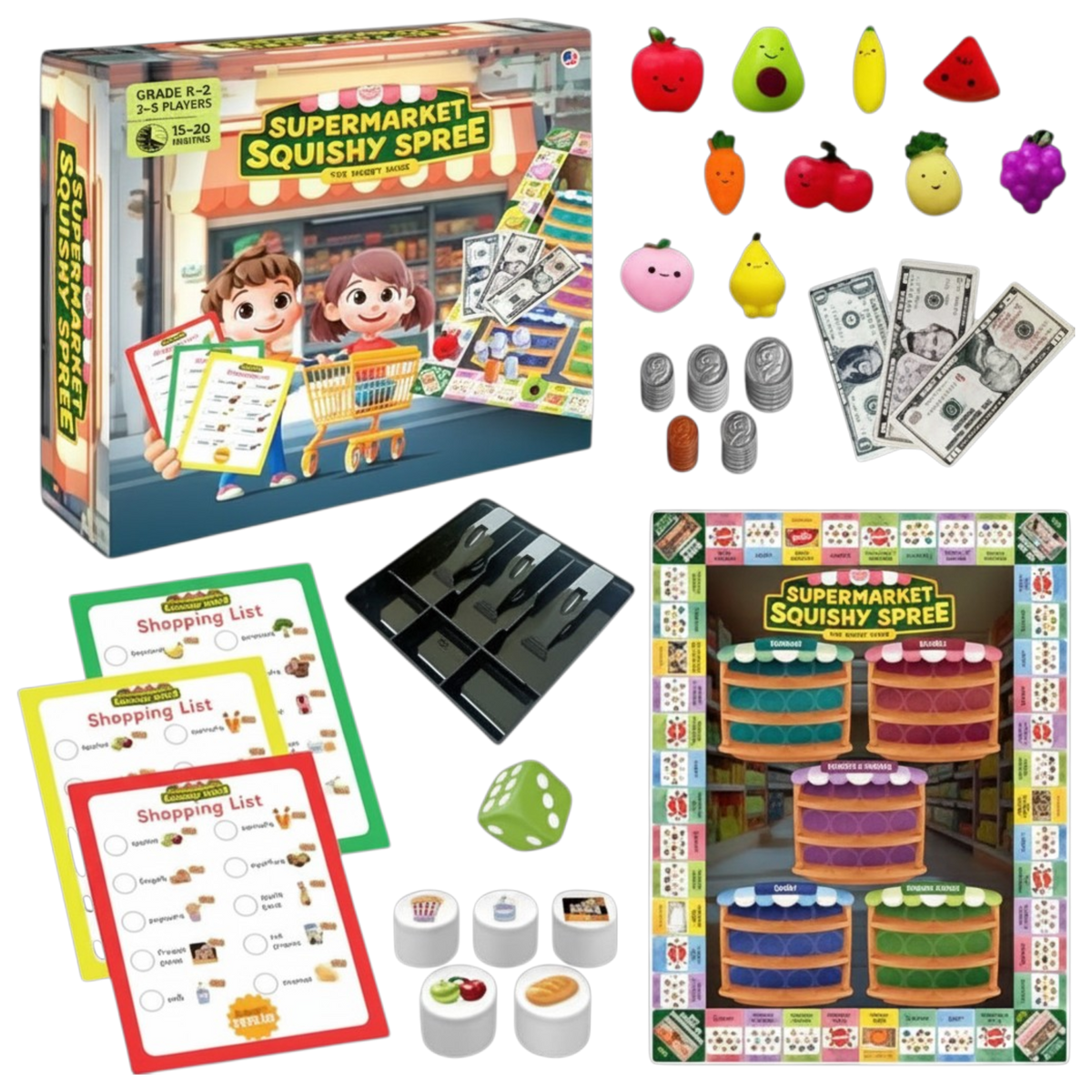 The Fidget Game Supermarket Squishy Spree, Money Games for Kids Ages 5-8