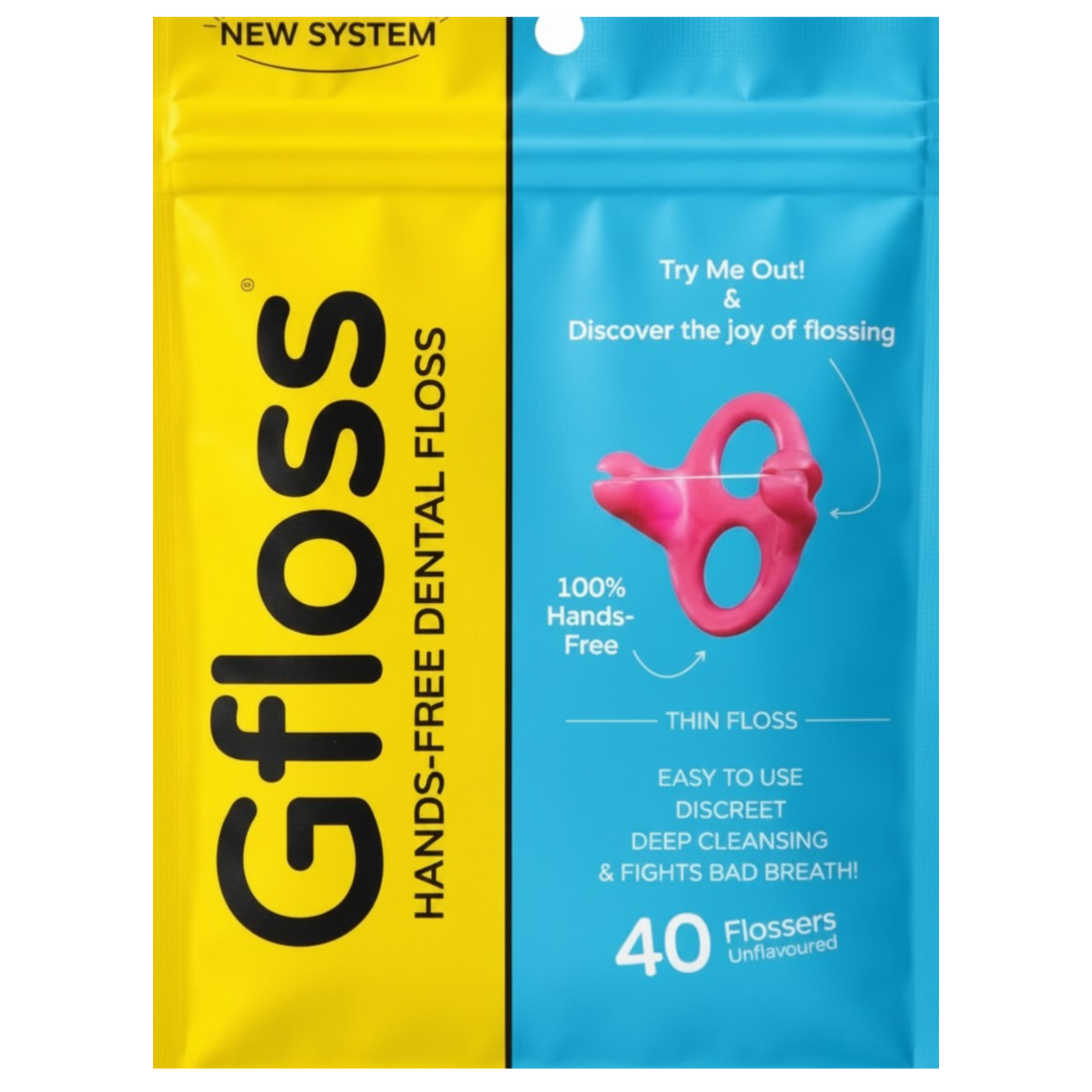 Gfloss Hands-Free Dental Floss - 40 Count - Easy to Use & Discreet Flossers for Adults | Travel Floss | Thin Soft Floss | Unwaxed Unflavored | PFAS-Free Oral Care