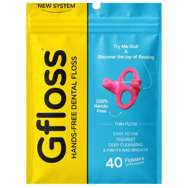 Gfloss Hands-Free Dental Floss - 40 Count - Easy to Use & Discreet Flossers for Adults | Travel Floss | Thin Soft Floss | Unwaxed Unflavored | PFAS-Free Oral Care