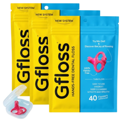 Gfloss Hands-Free Dental Floss - 120 Count (Pack of 3) + Light Travel Case - Easy to Use, Discreet Flossers for Adults | Travel Floss | Thin Soft Floss | PFAS-Free | Unwaxed