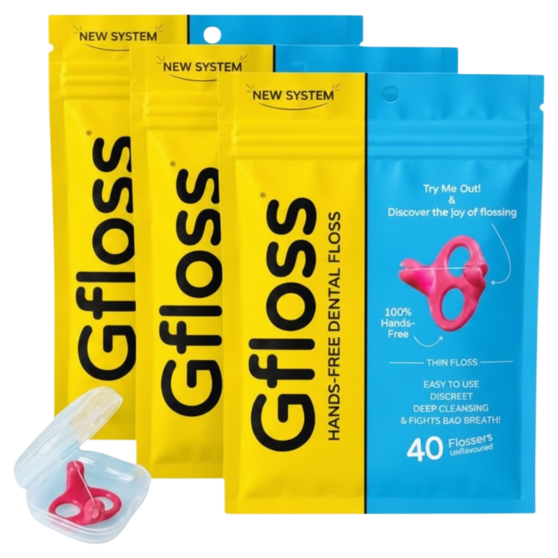 Gfloss Hands-Free Dental Floss - 120 Count (Pack of 3) + Light Travel Case - Easy to Use, Discreet Flossers for Adults | Travel Floss | Thin Soft Floss | PFAS-Free | Unwaxed