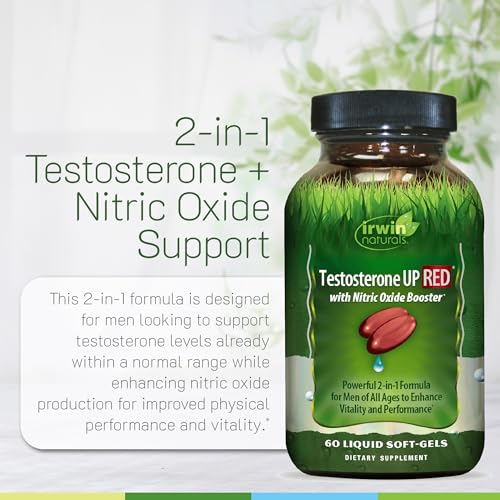 Irwin Naturals Testosterone UP RED with Nitric Oxide Booster | 60 Softgels