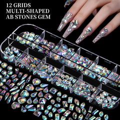 FANDAMEI Nail Charms & Rhinestones Kit – 8 Boxes 3D Nail Gems, Pearls & Flatback Crystals
