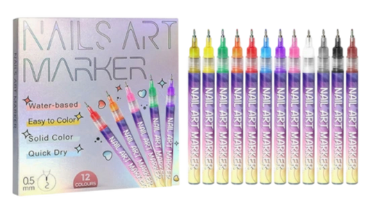 3D Nail Art Pens Set – 12 Colors for DIY Nail Design