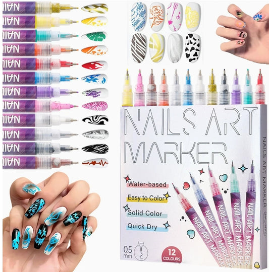 3D Nail Art Pens Set – 12 Colors for DIY Nail Design - alternate view