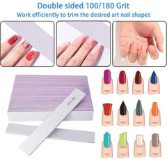 12 Pack Nail Files 100/180 Grit Double-Sided Emery Boards for Natural & Acrylic Nails
