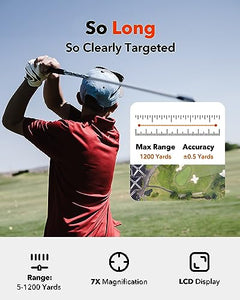 REDTIGER Golf Rangefinder with Slope On/Off,7X Magnification 1200 Yards