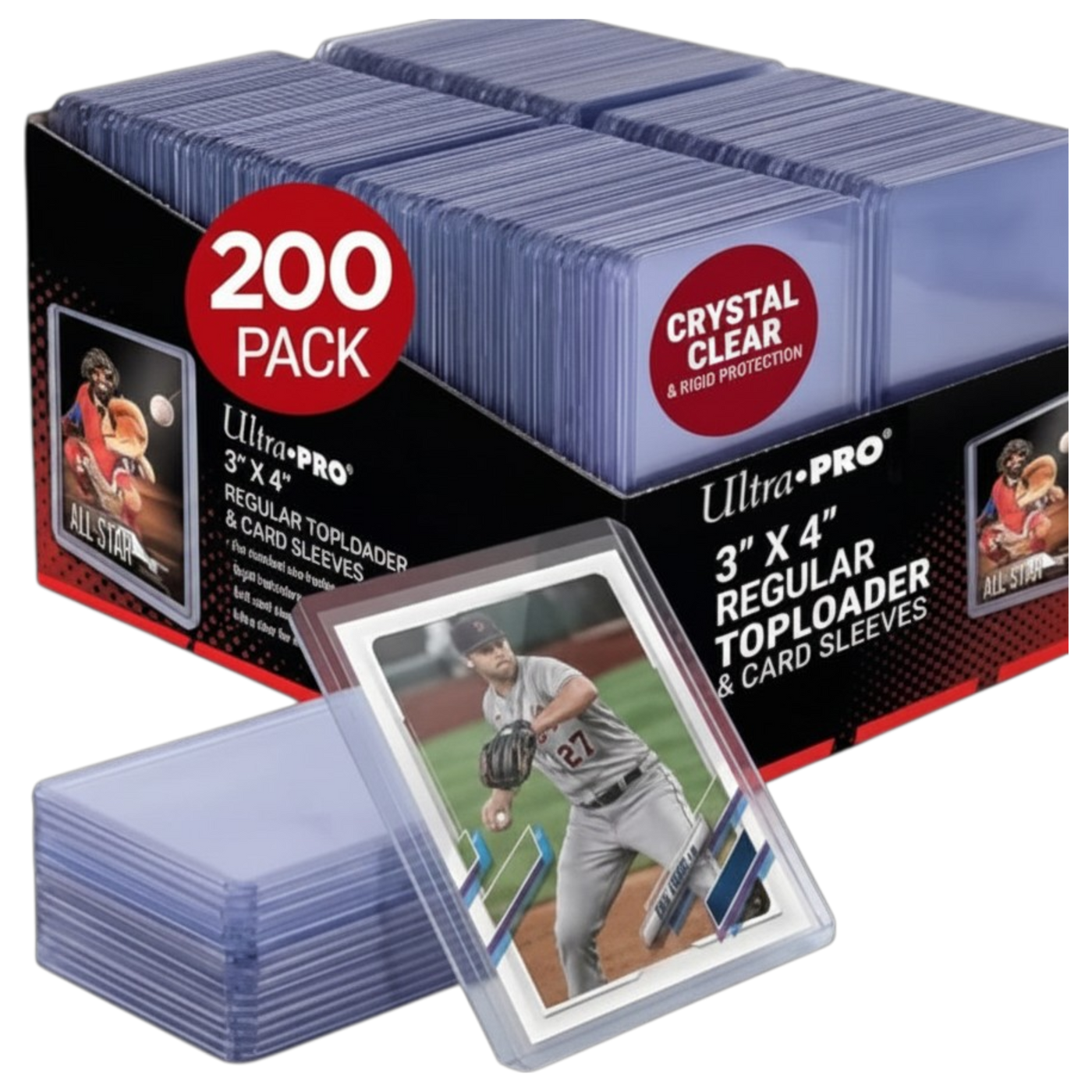 Ultra Pro 3" x 4" Clear Regular Toploaders & Card Sleeves Bundle, 200 Pack