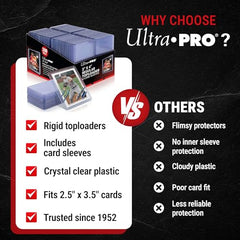 Ultra Pro 3" x 4" Clear Regular Toploaders & Card Sleeves Bundle, 200 Pack