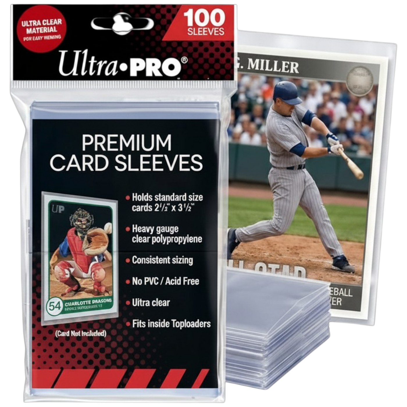 Ultra Pro Premium Clear Card Sleeves, 2.5" x 3.5", 100 Pack
