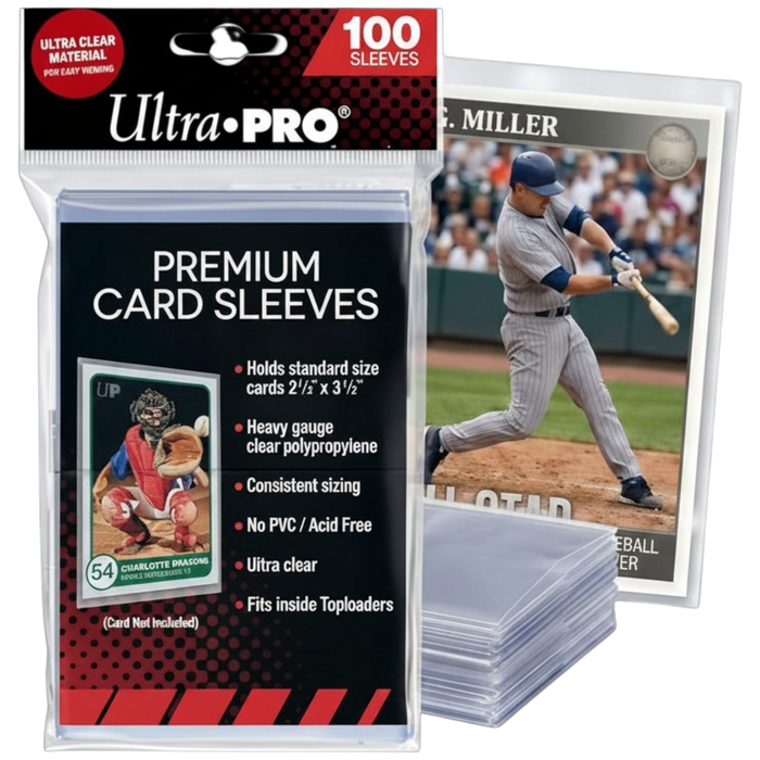 Ultra Pro Premium Clear Card Sleeves, 2.5" x 3.5", 100 Pack