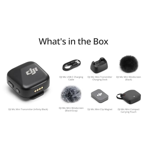 DJI Mic Mini Transmitter (Infinity Black), Ultralight, Detail-Rich Audio
