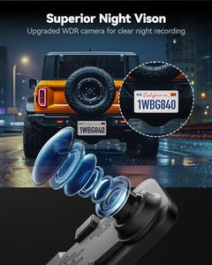 WOLFBOX G840S 12" 4K Mirror Dash Cam Backup Camera with 32GB Card and GPS