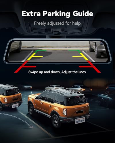 WOLFBOX G840S 12" 4K Mirror Dash Cam Backup Camera with 32GB Card and GPS